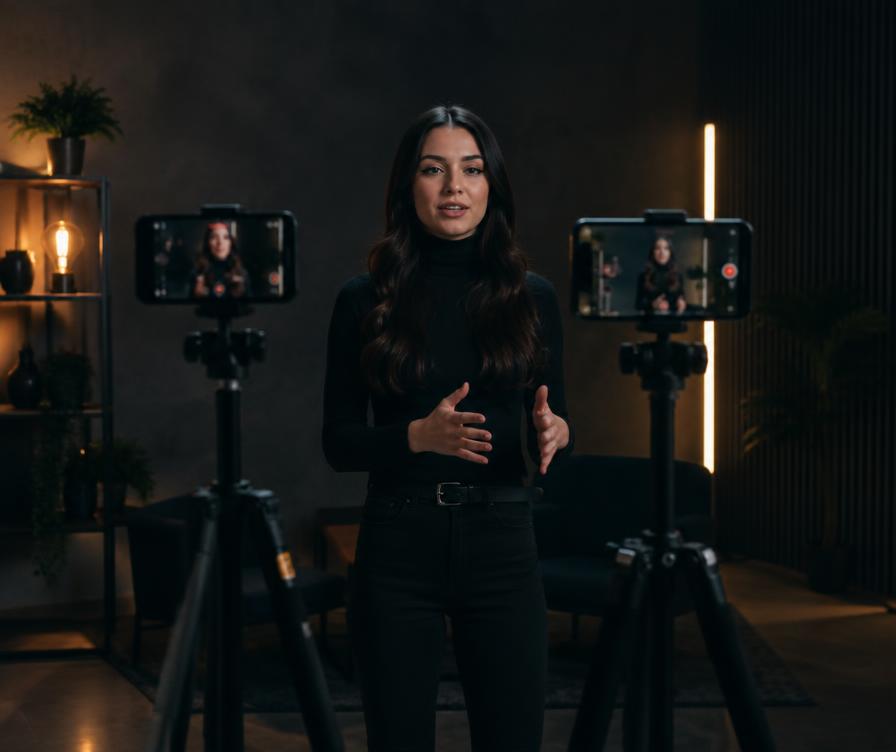 Creator recording short-form social content on a phone