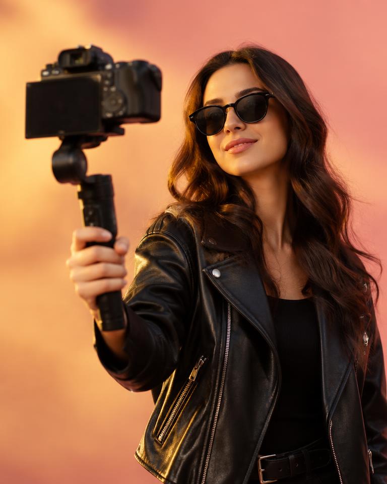 Creator filming with a camera